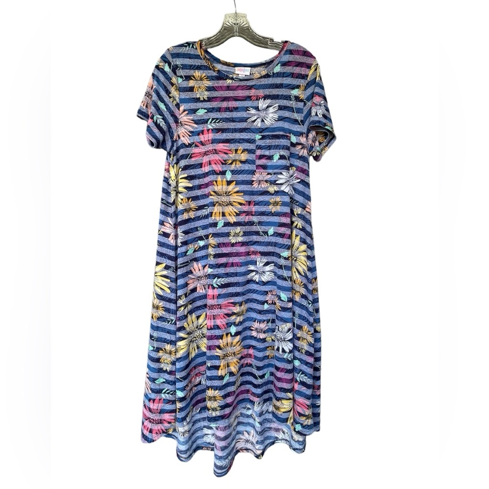 LulaRoe soft striped floral hi lo dress size small